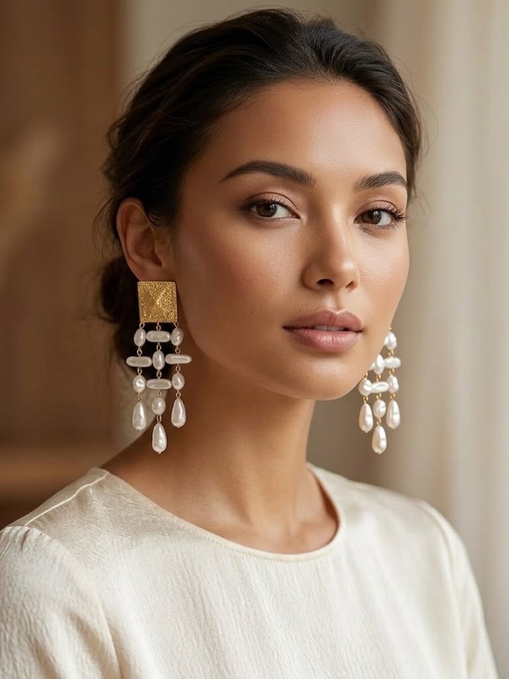 Elegance Redefined | Statement Pearl Chandelier Drop Earrings